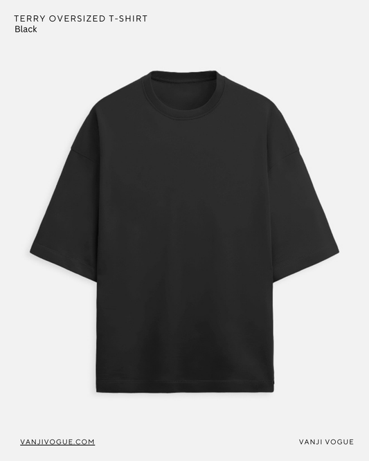 Unisex Terry Oversized Tee - Black