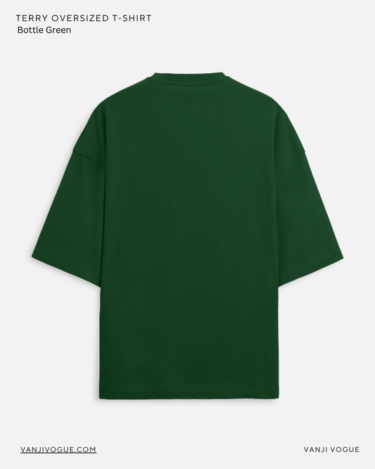 Unisex Terry Oversized Tee - Bottle Green