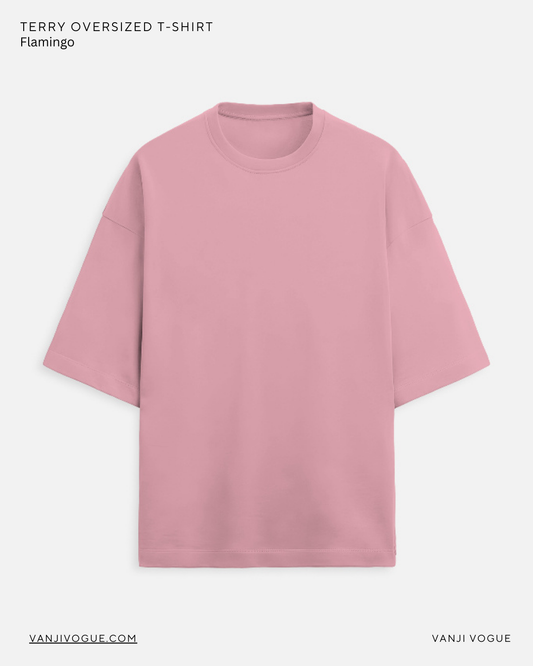 Unisex Terry Oversized Tee - Flamingo