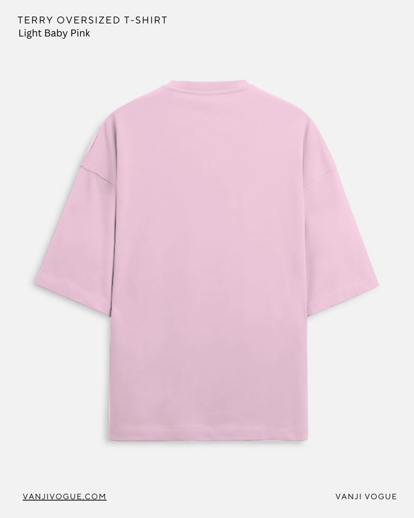 Unisex Terry Oversized Tee - Light Baby Pink — alternate view