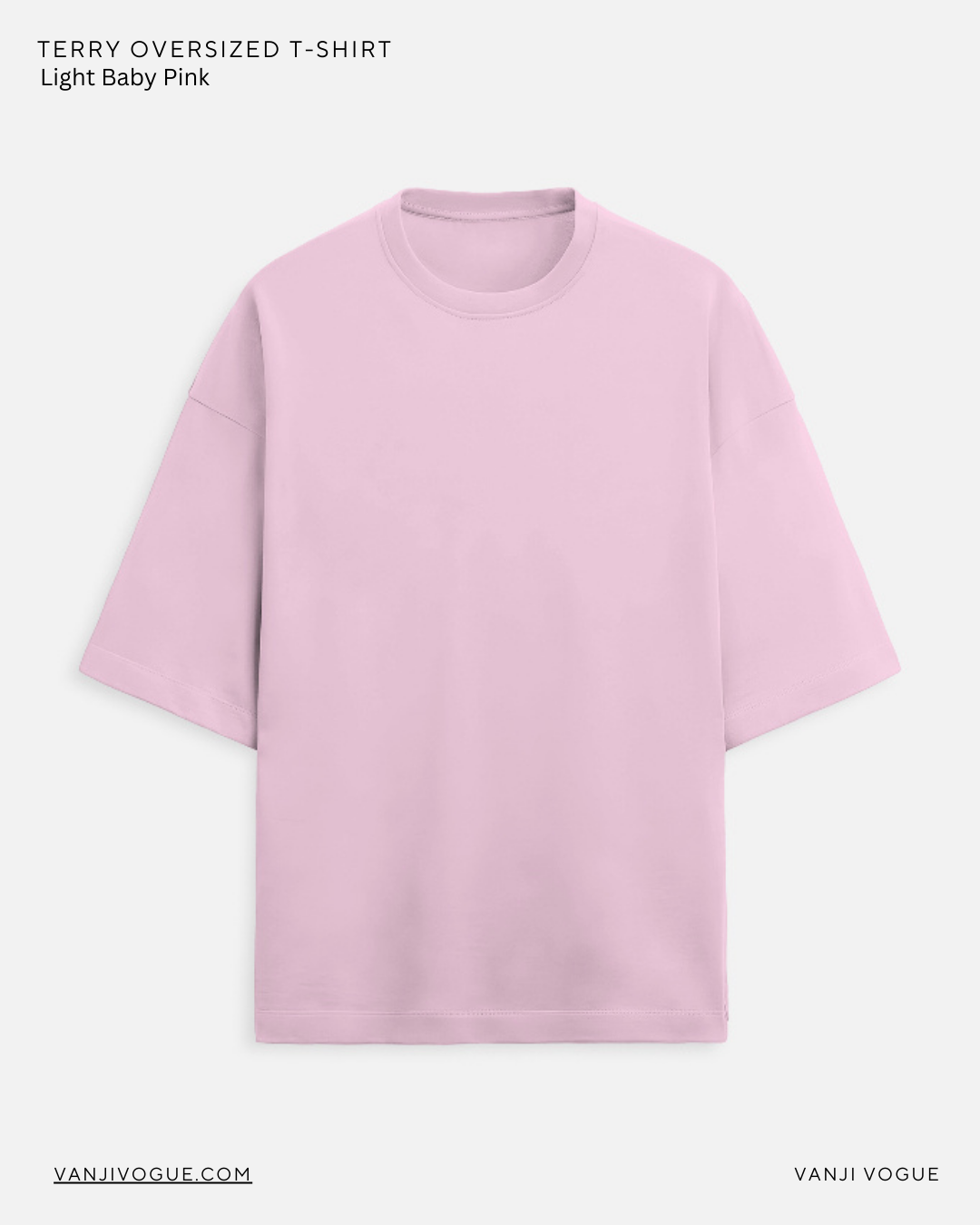Unisex Terry Oversized Tee - Light Baby Pink
