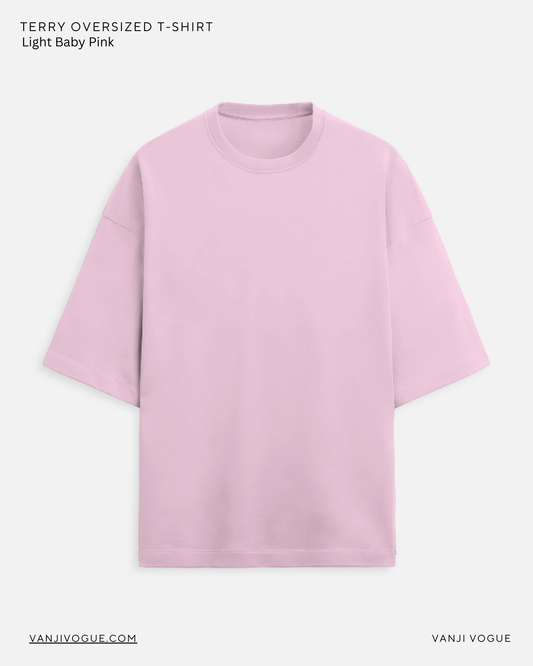 Unisex Terry Oversized Tee - Light Baby Pink