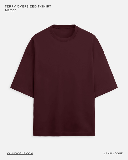 Unisex Terry Oversized Tee - Maroon