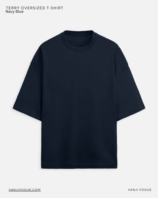 Unisex Terry Oversized Tee- Navy Blue