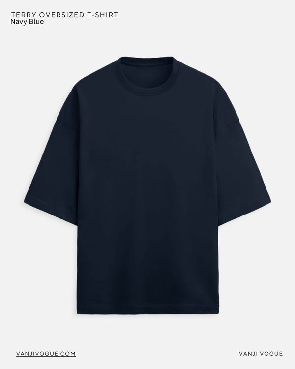 Unisex Terry Oversized Tee- Navy Blue