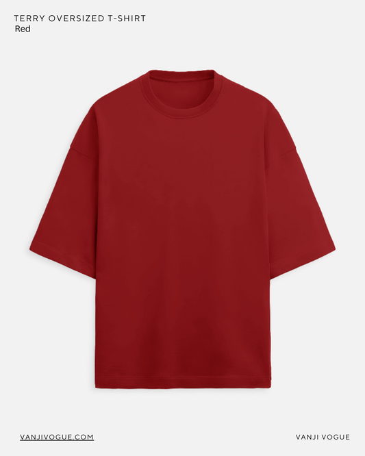 Unisex Terry Oversized Tee - Red