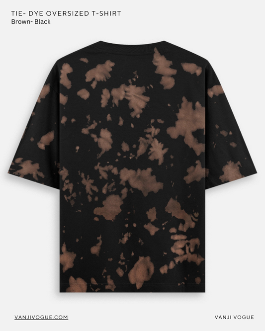Unisex Tie Dye Oversized T-Shirt-Brown Black