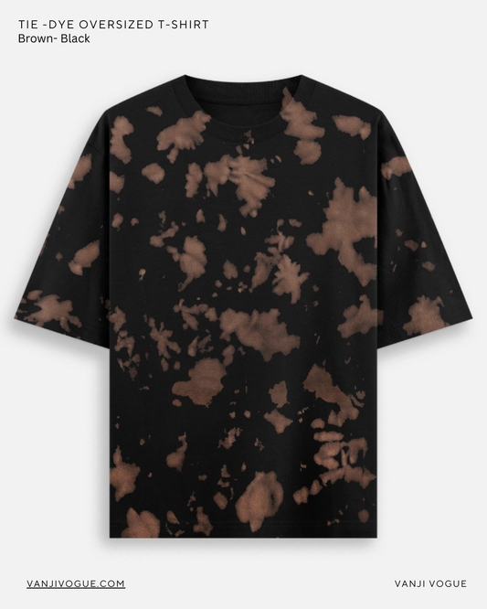 Unisex Tie Dye Oversized T-Shirt-Brown Black