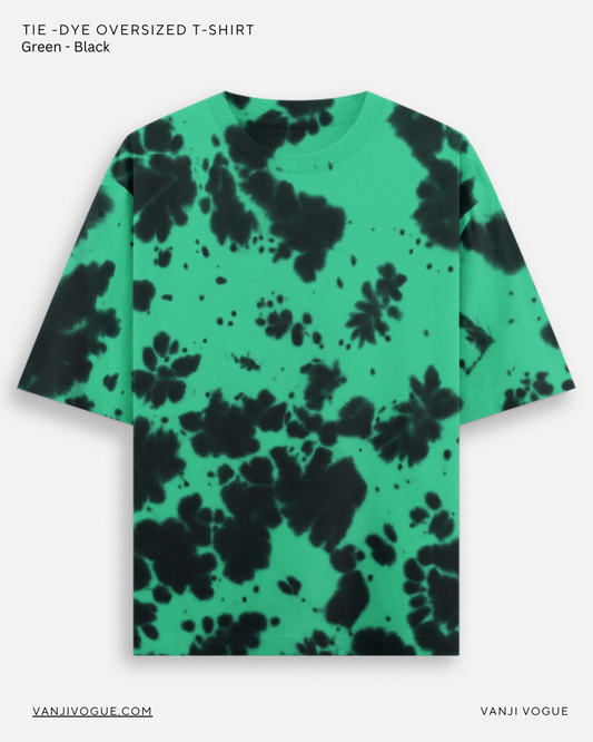 Unisex Tie Dye Oversized T-Shirt-Green Black