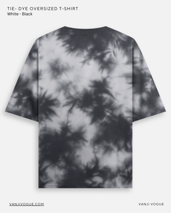 Unisex Tie Dye Oversized T-Shirt-White Black — alternate view