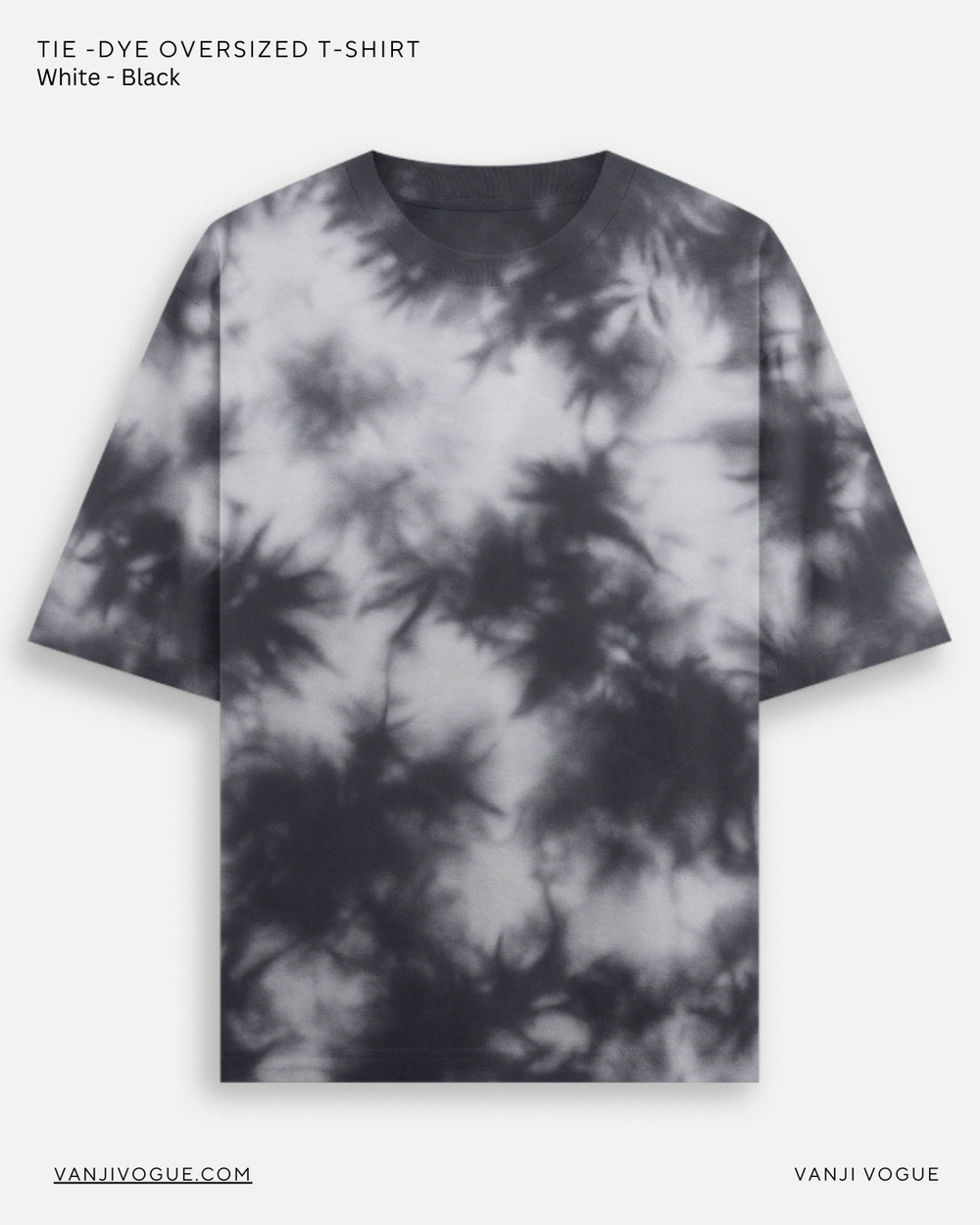 Unisex Tie Dye Oversized T-Shirt-White Black - view 1