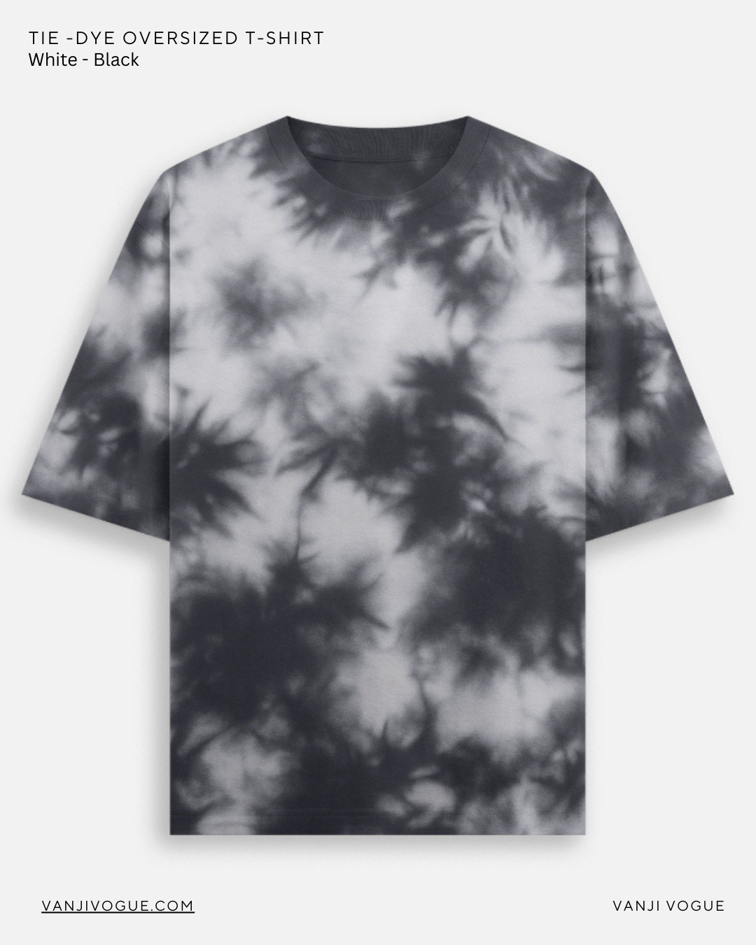 Unisex Tie Dye Oversized T-Shirt-White Black