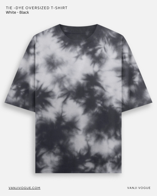 Unisex Tie Dye Oversized T-Shirt-White Black
