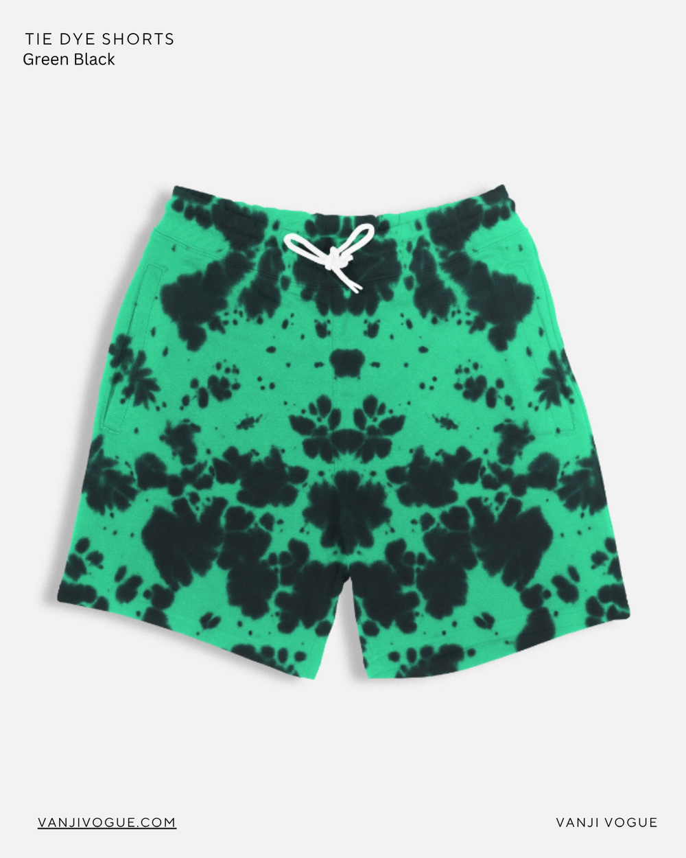 Unisex Tie Dye Shorts - Green Black - view 1