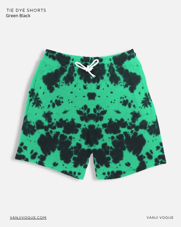 Unisex Tie Dye Shorts - Green Black