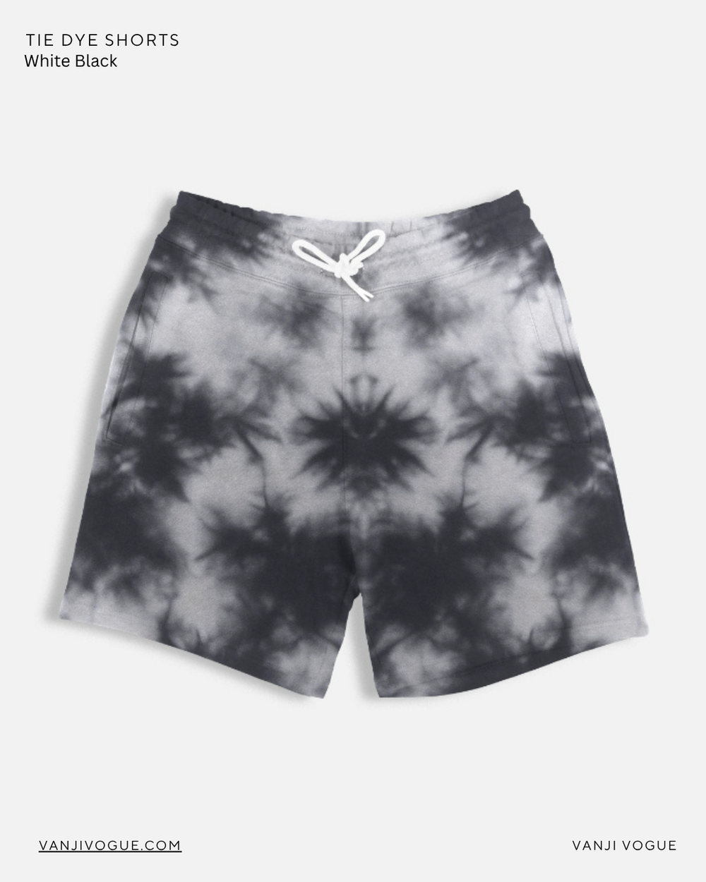 Unisex Tie Dye Shorts - White Black - view 1