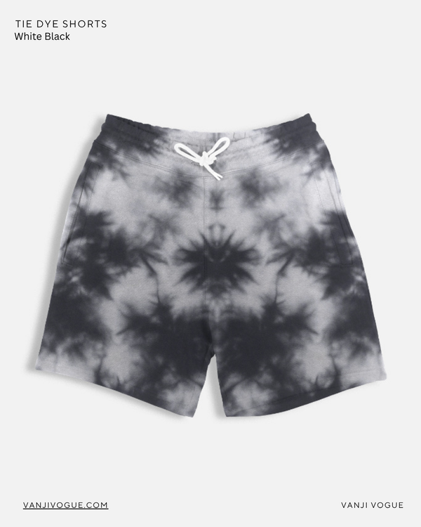 Unisex Tie Dye Shorts - White Black