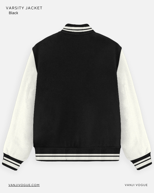 Unisex Varsity Jacket-Black — alternate view