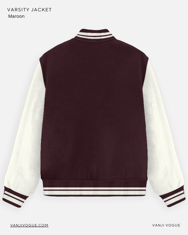 Unisex Varsity Jacket-Maroon — alternate view