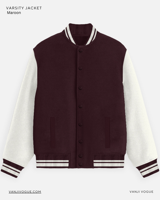 Unisex Varsity Jacket-Maroon