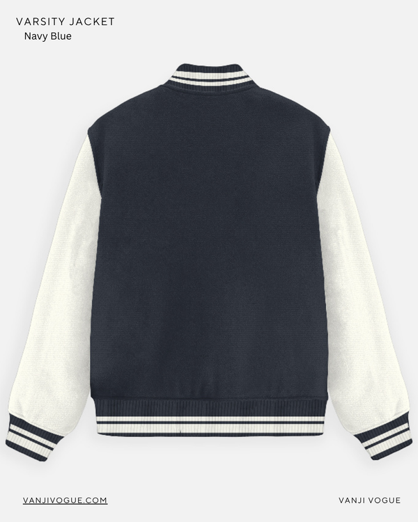 Unisex Varsity Jacket-Navy Blue — alternate view
