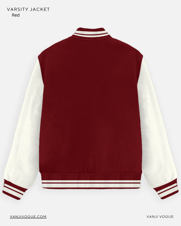 Unisex Varsity Jacket-Red — alternate view