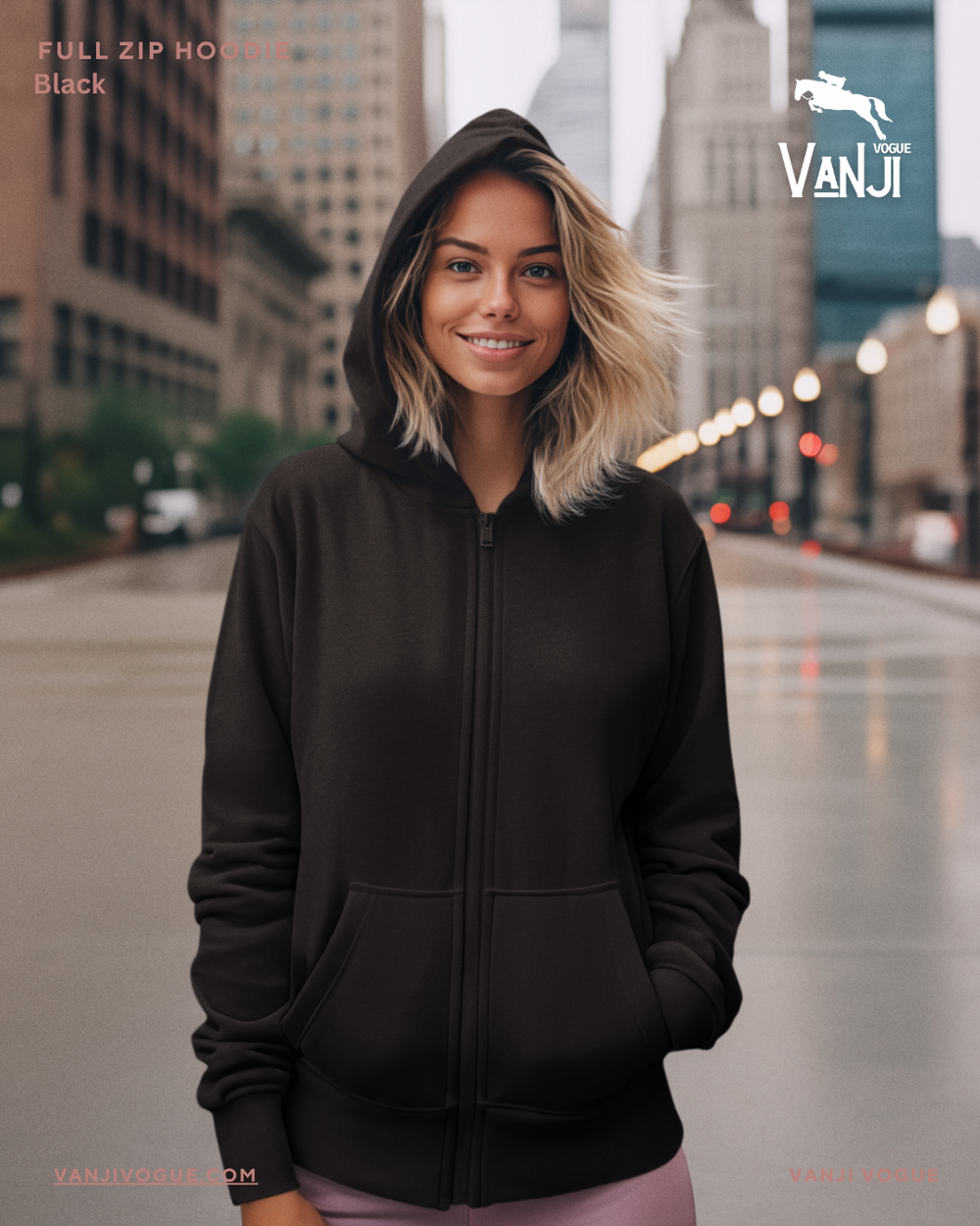 Unisex Zip Hoodie-Black - view 1
