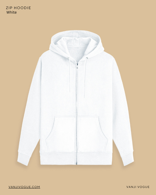 Unisex Zip Hoodie-White
