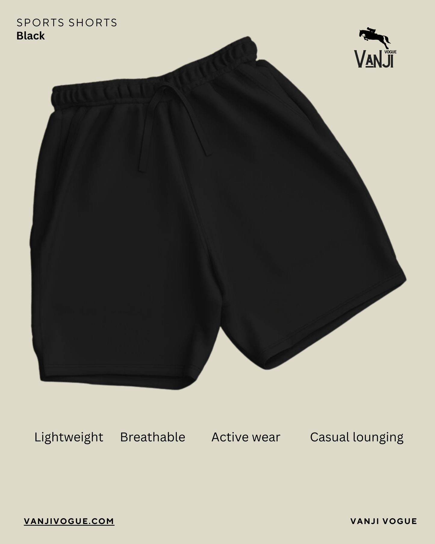 Black lightweight activewear shorts by Printrove with elastic waistband for breathable casual wear