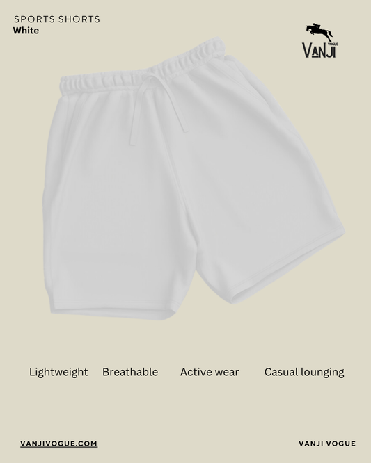 White lightweight activewear shorts by Printrove with breathable fabric and elastic waistband